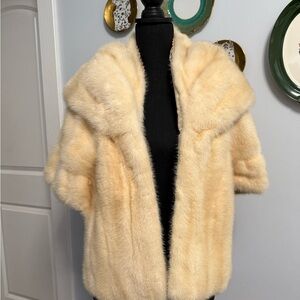 Vintage Cream Fur Cape